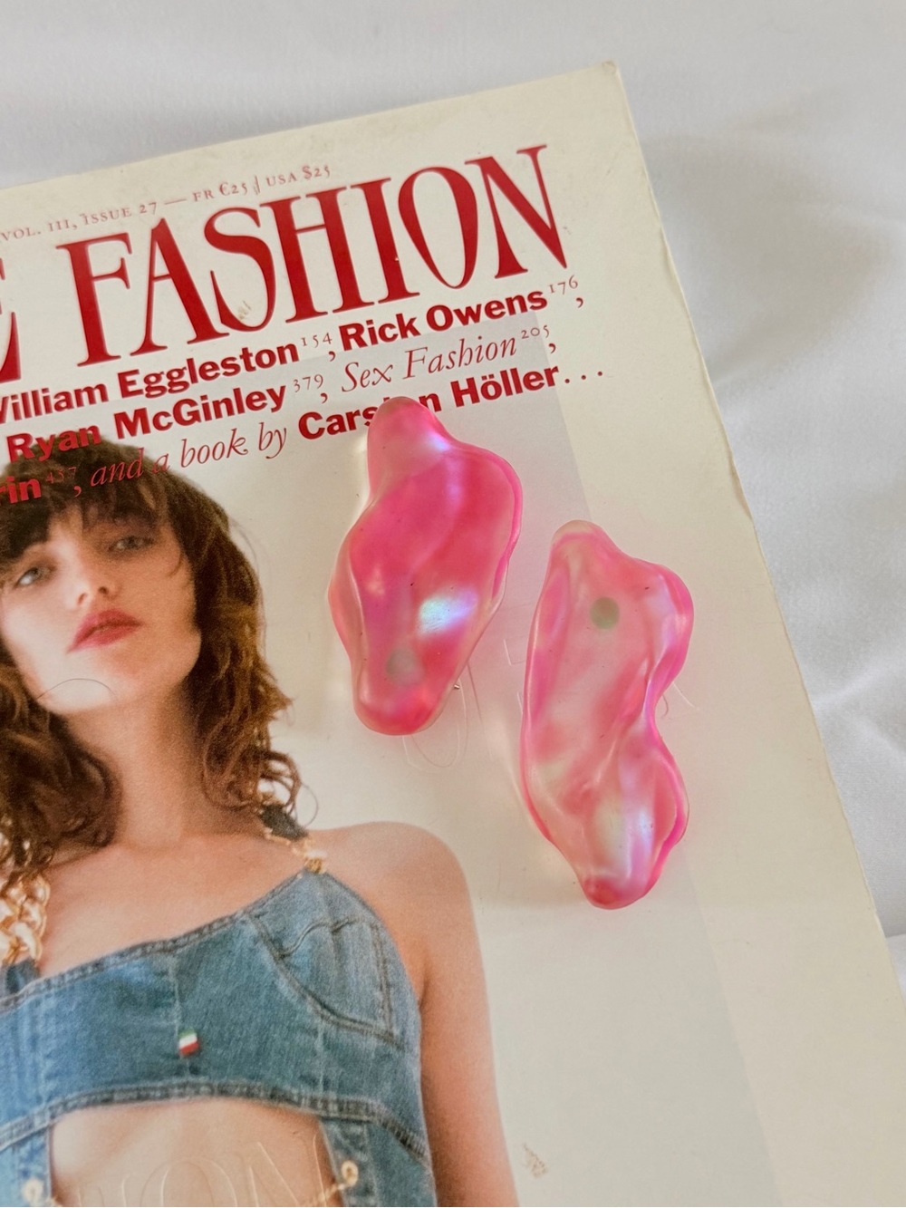 PINK HOLOGRAPHIC RESIN GLOB EARRINGS